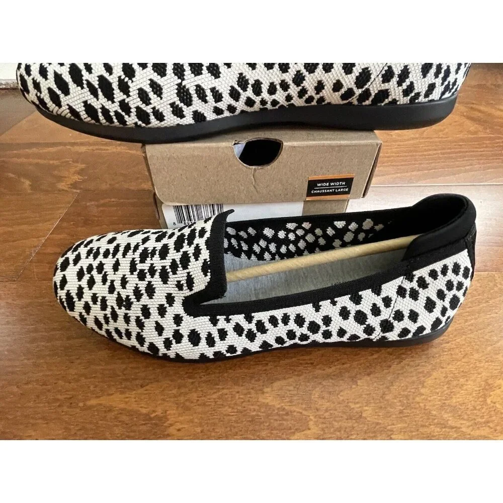 Clarks NWT‎ Carly Dream Loafer White Interest Polka Dot Knit 6 W Soft NEW